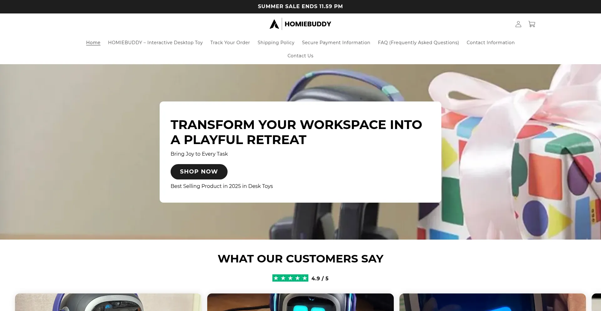 Website screenshot of Homiebuddy.com
