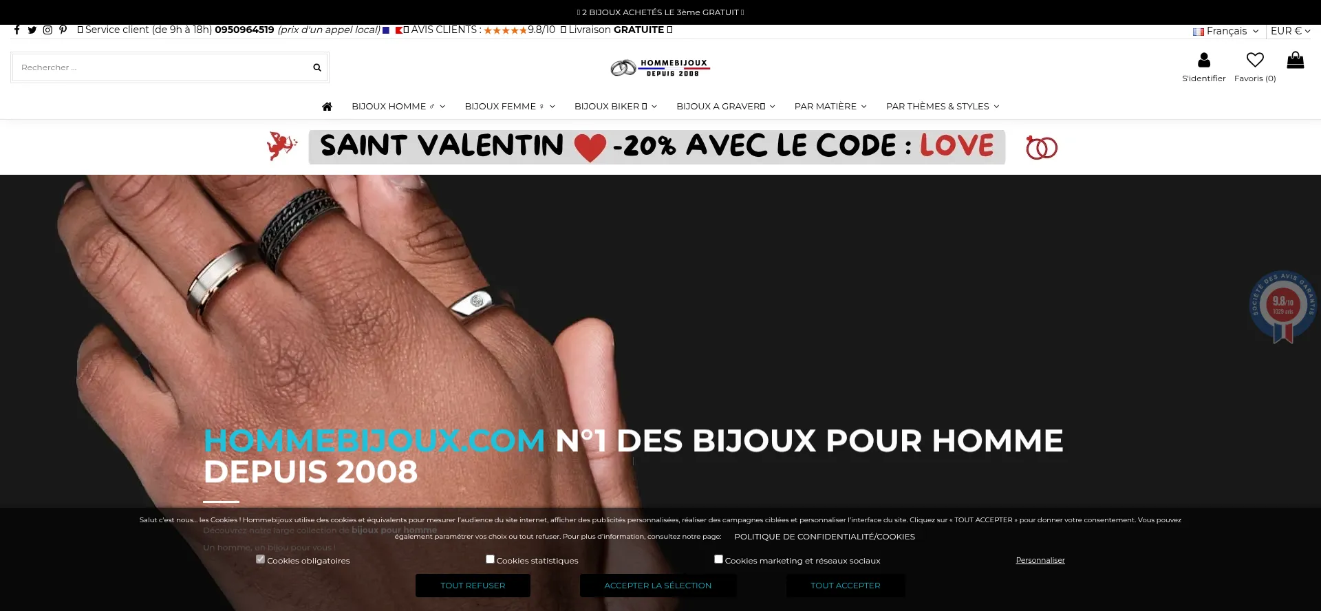 Website screenshot of Hommebijoux.com