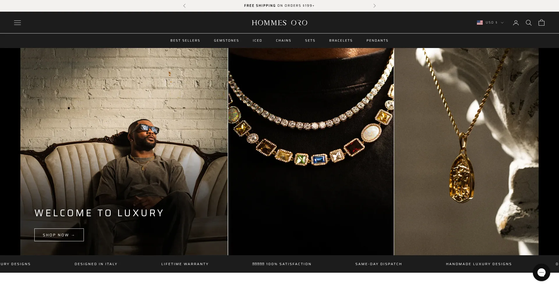 Website screenshot of Hommesoro.com