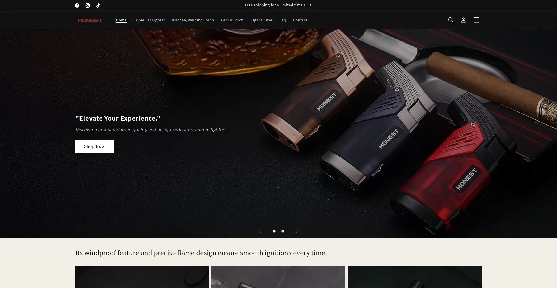 Website screenshot of Honest-lighter.com