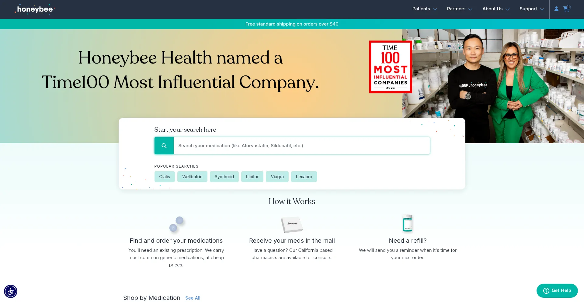 Website screenshot of Honeybeehealth.com
