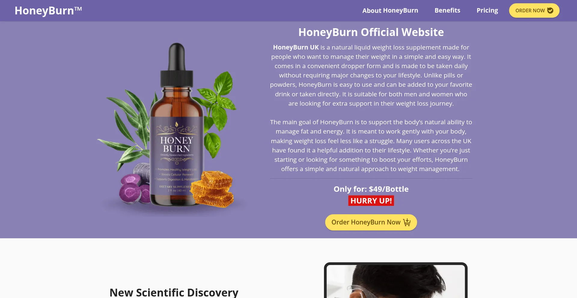 Website screenshot of Honeyburn.co.uk