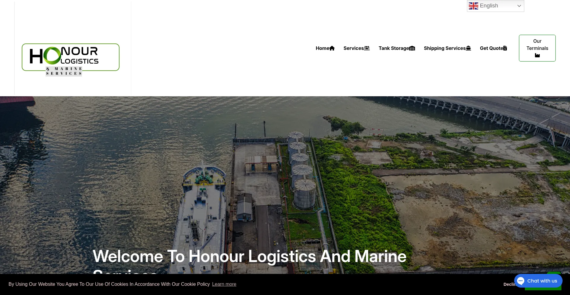 Website screenshot of Honourlogisticsandmarineservices.com