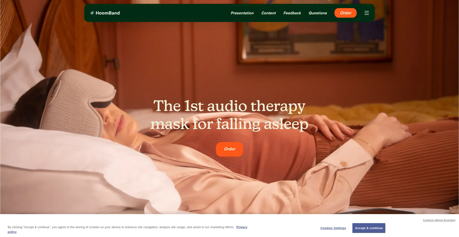 Website screenshot of Hoomsleep.com