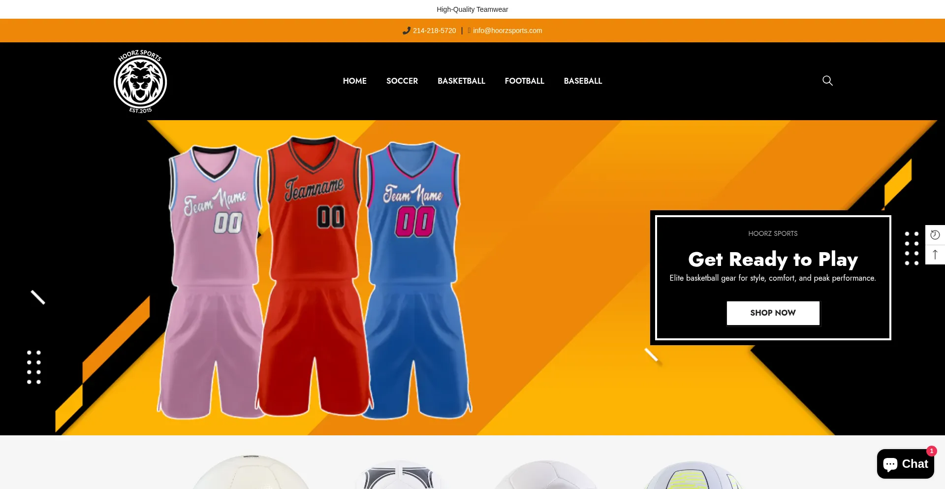 Website screenshot of Hoorzsports.com
