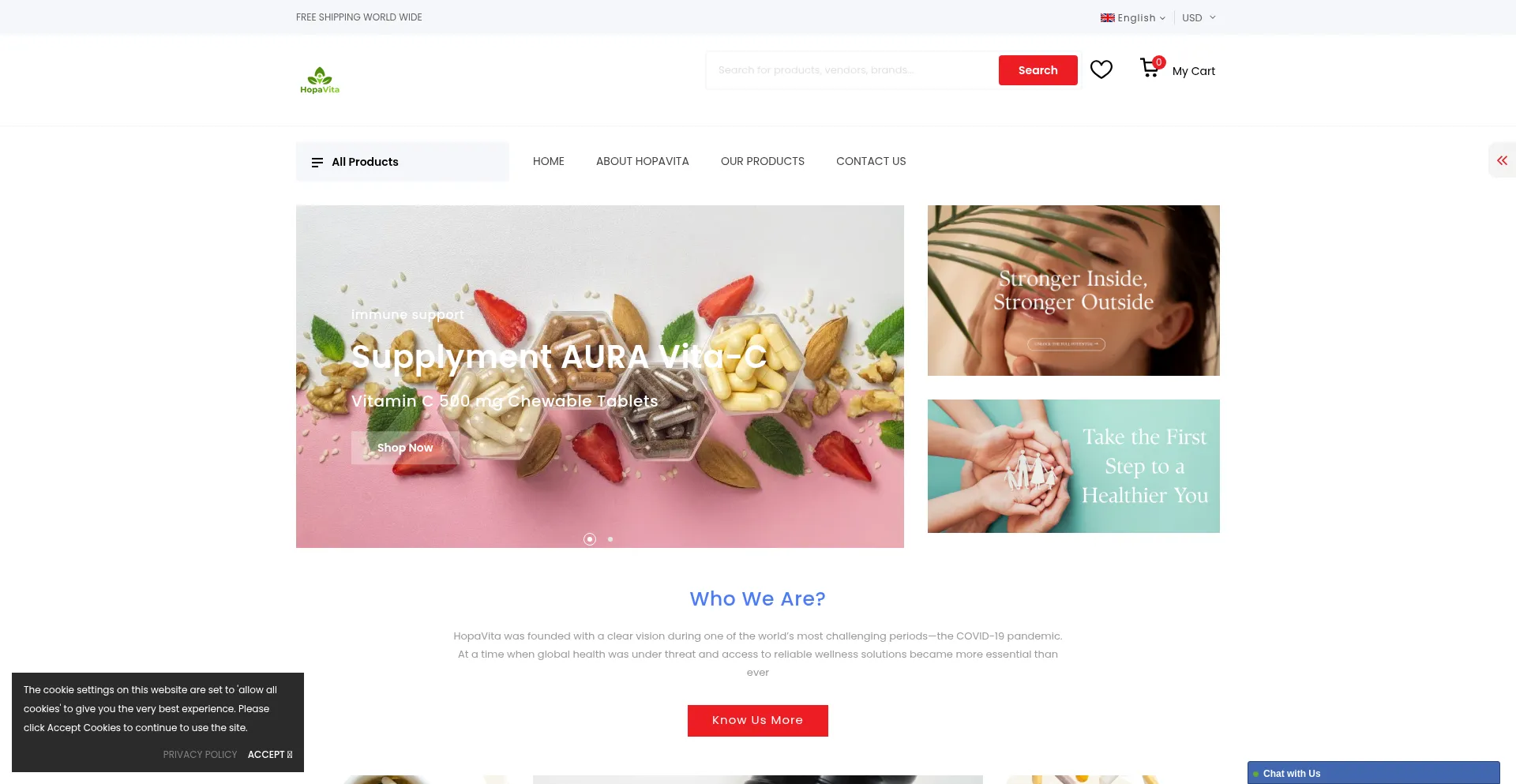 Website screenshot of Hopavita.com