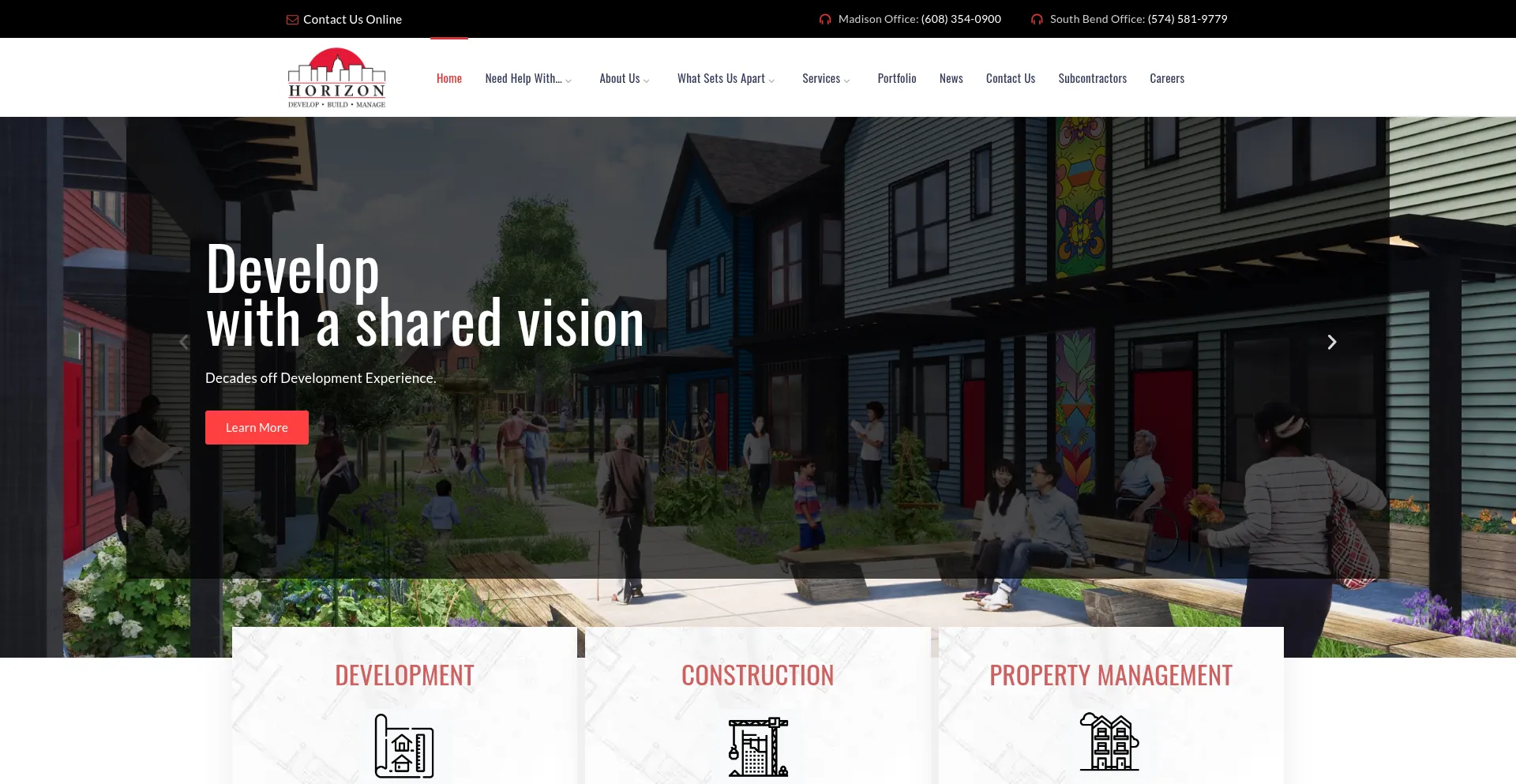 Website screenshot of Horizondbm.com