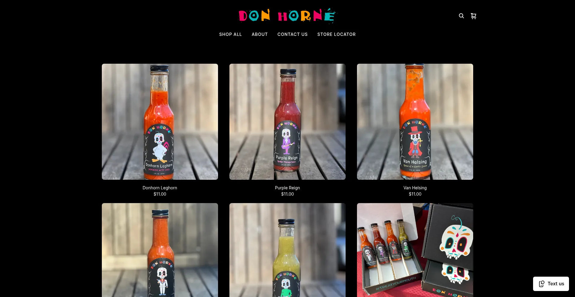 Website screenshot of Hornesauce.com