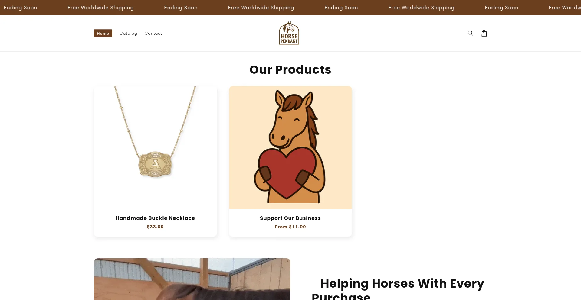 Website screenshot of Horsependants.com