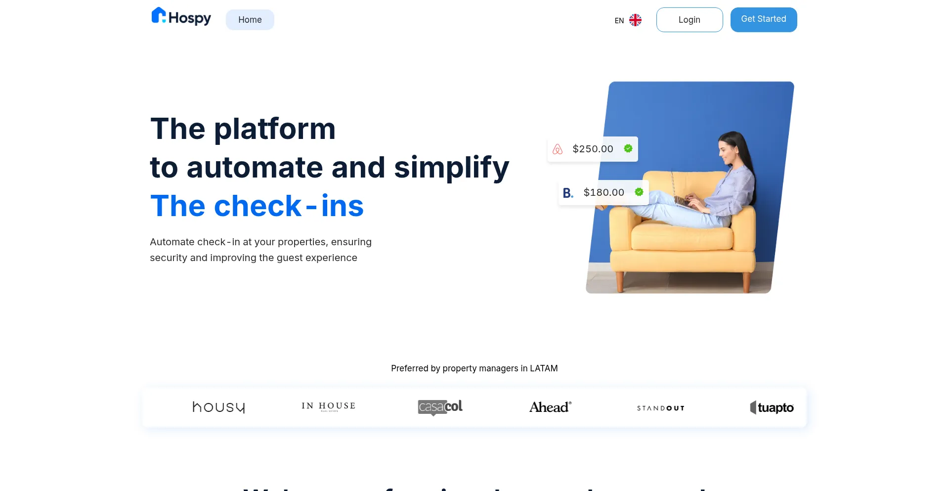 Website screenshot of Hospy.co