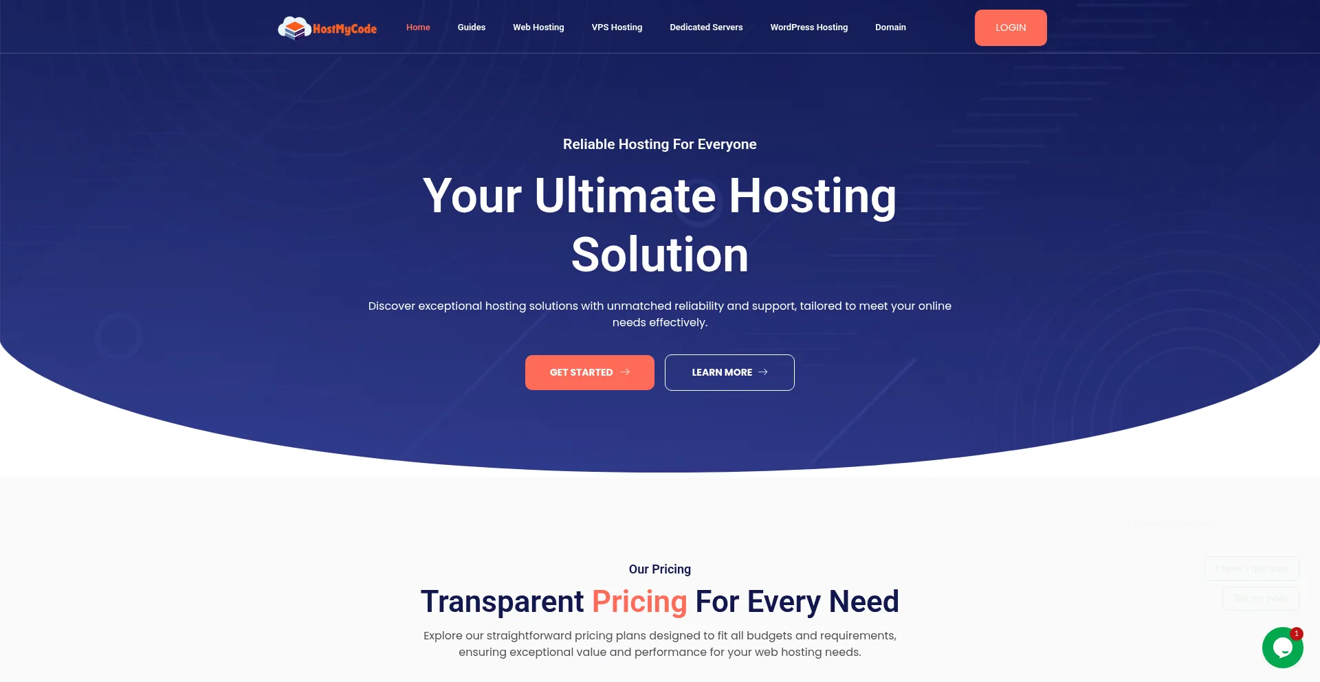 Website screenshot of Hostmycode.org