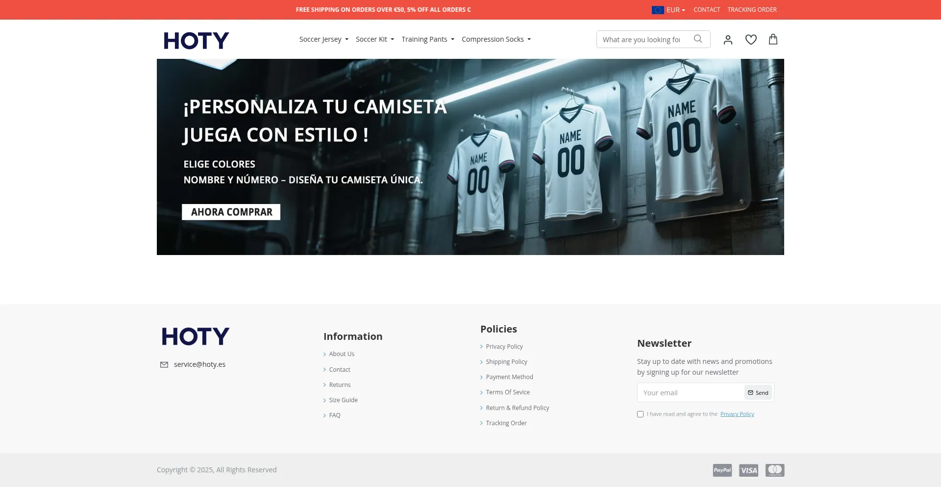 Website screenshot of Hoty.es