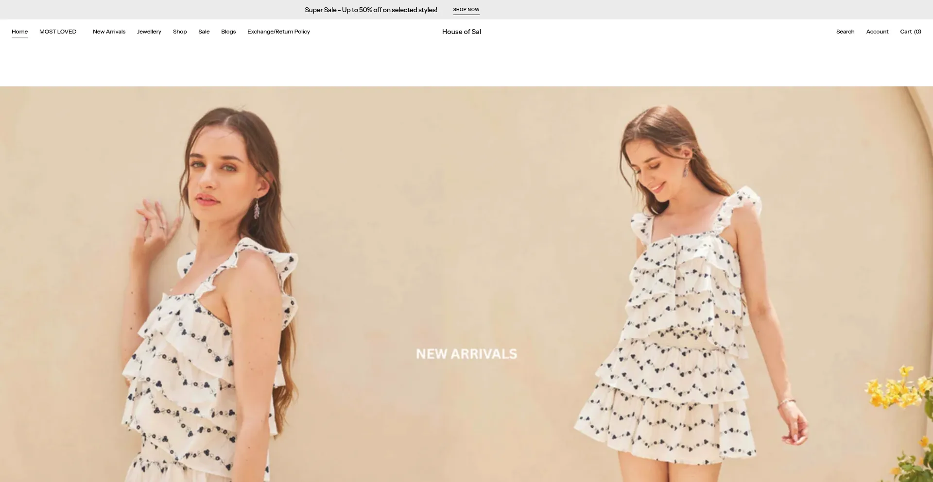 Website screenshot of Houseofsal.com