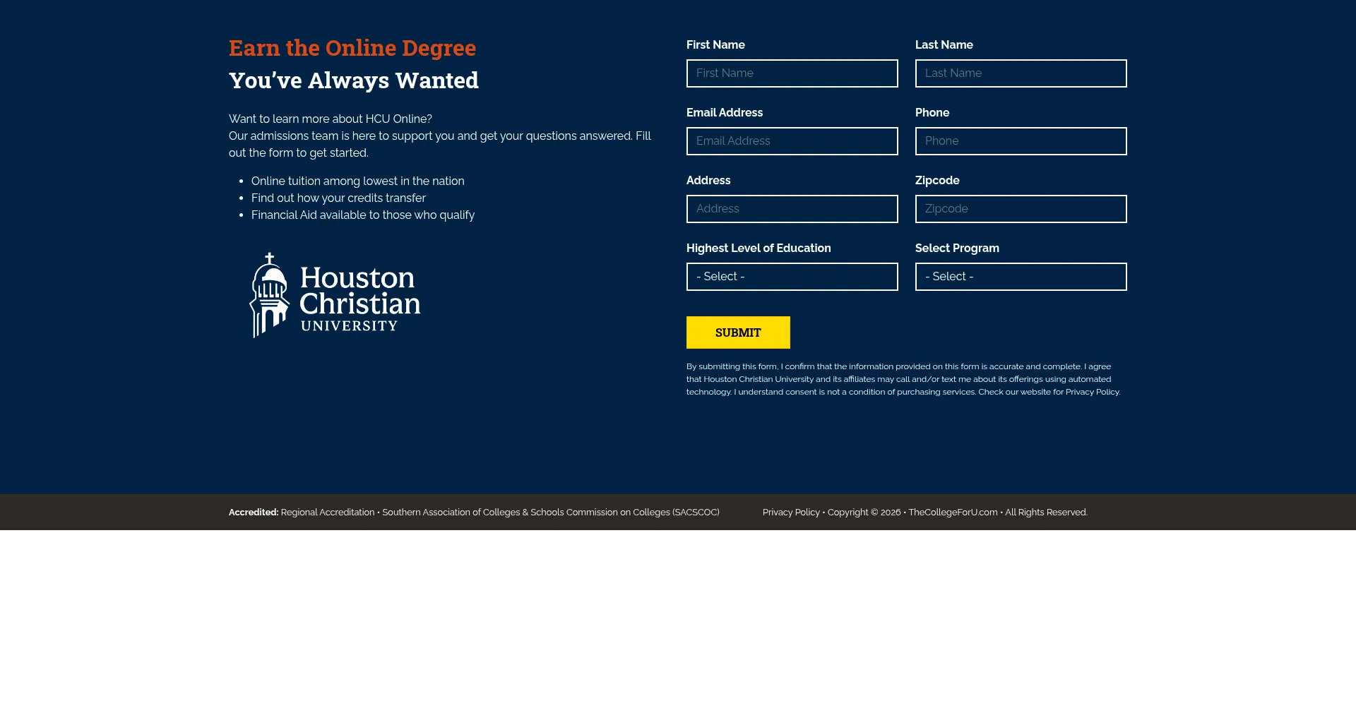 Houstonchristianonlinedegree.com