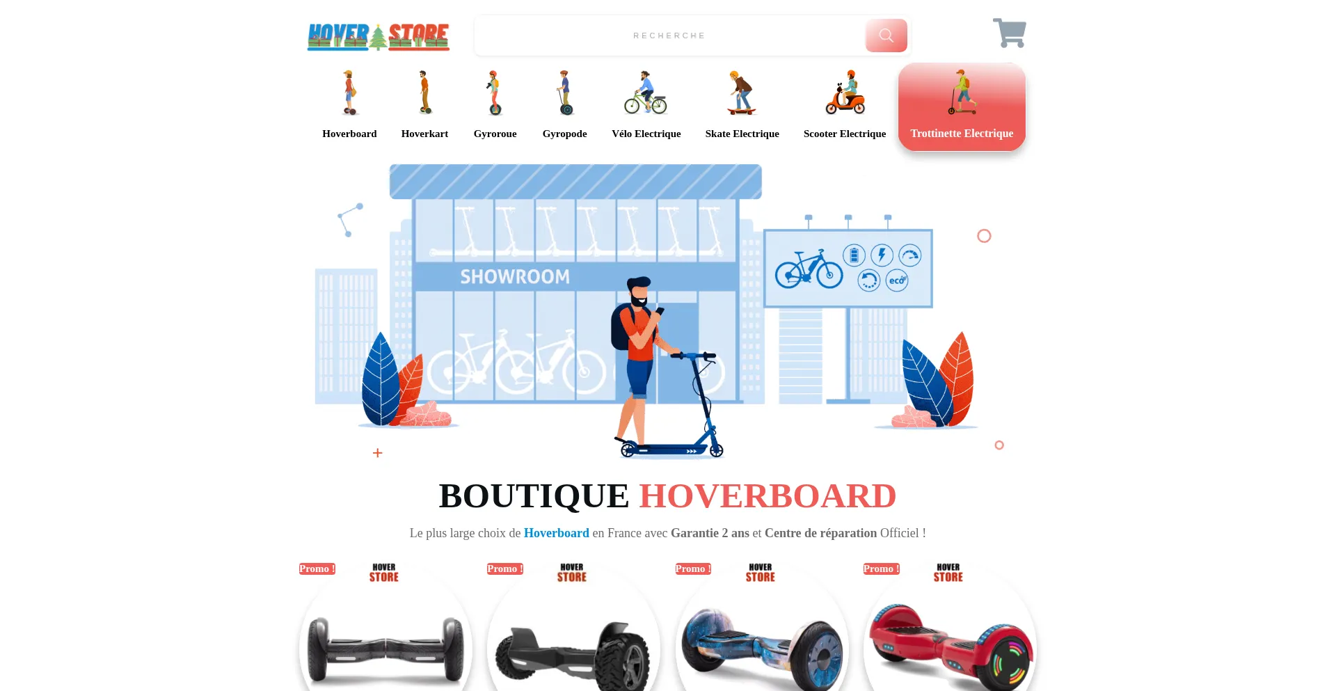 Website screenshot of Hover-store.fr