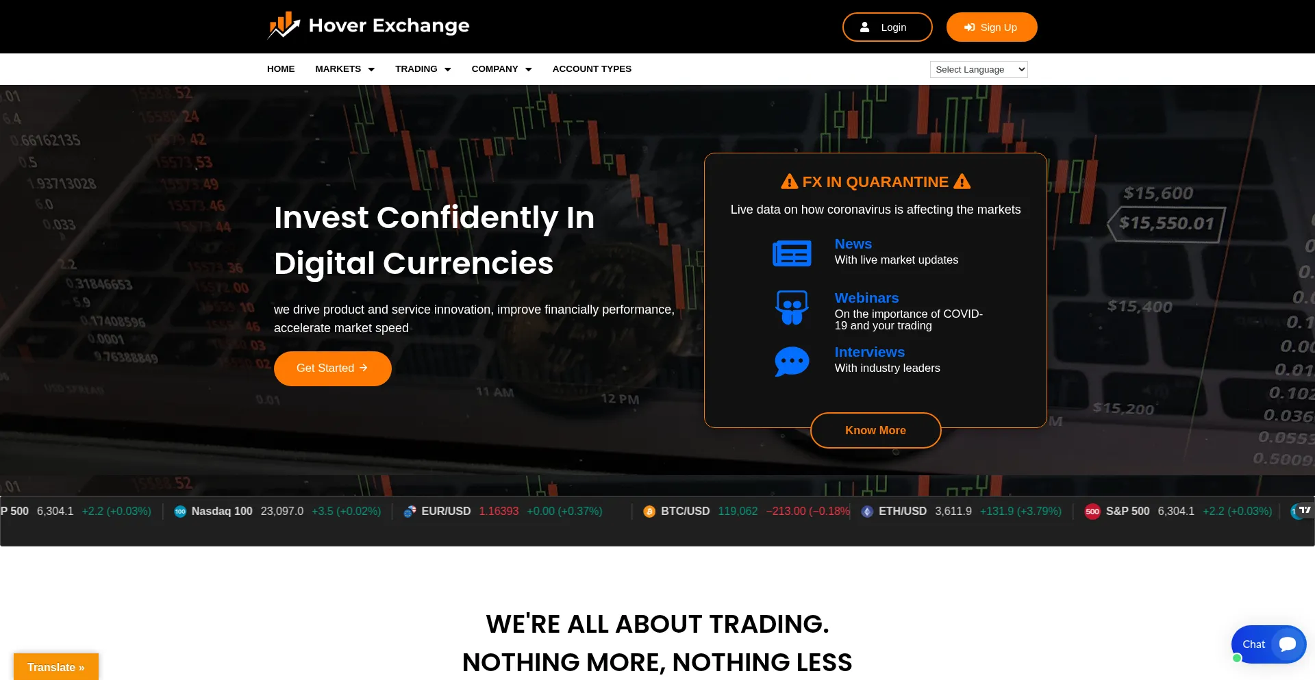 Website screenshot of Hoverexchange.com