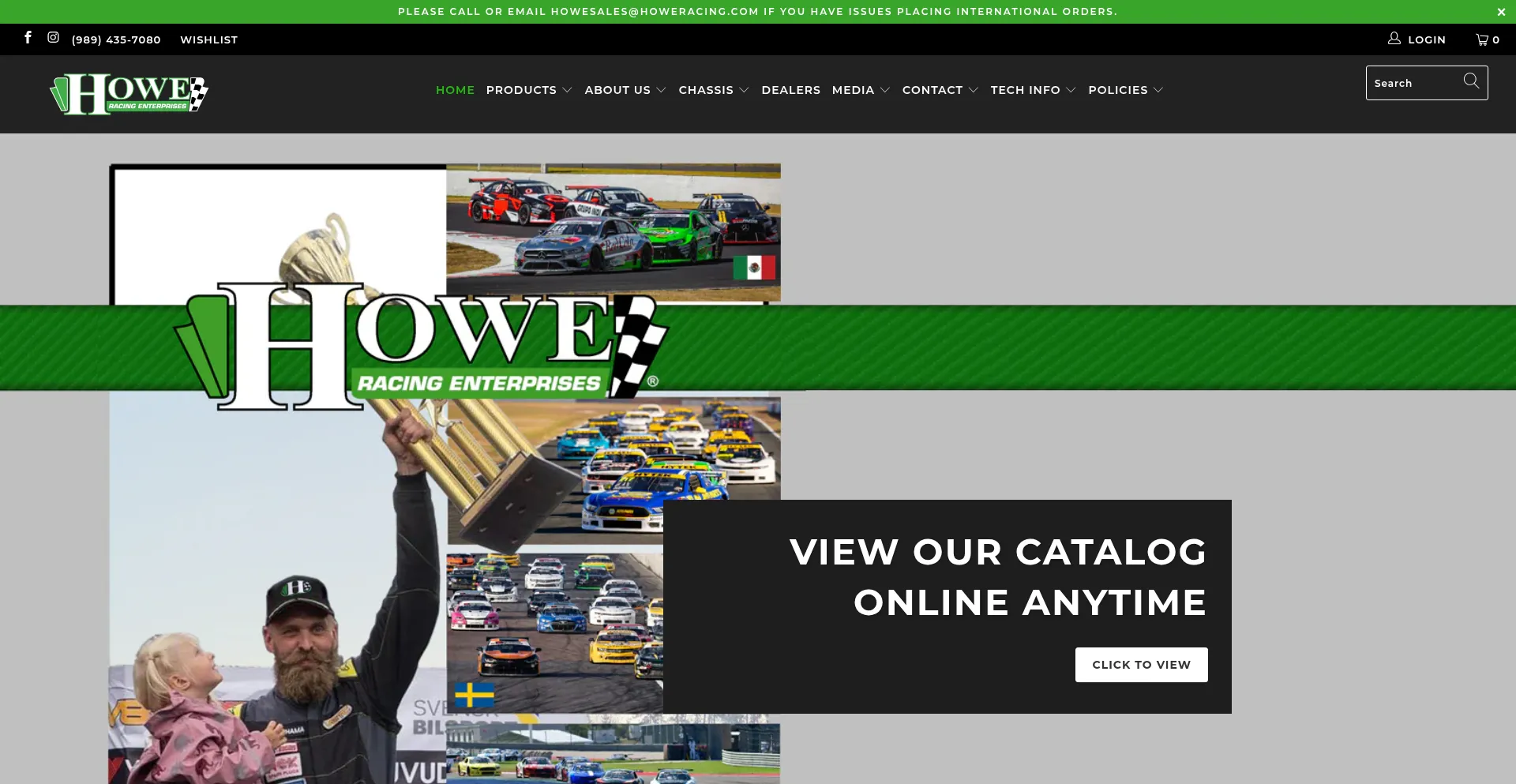 Website screenshot of Howeracing.com