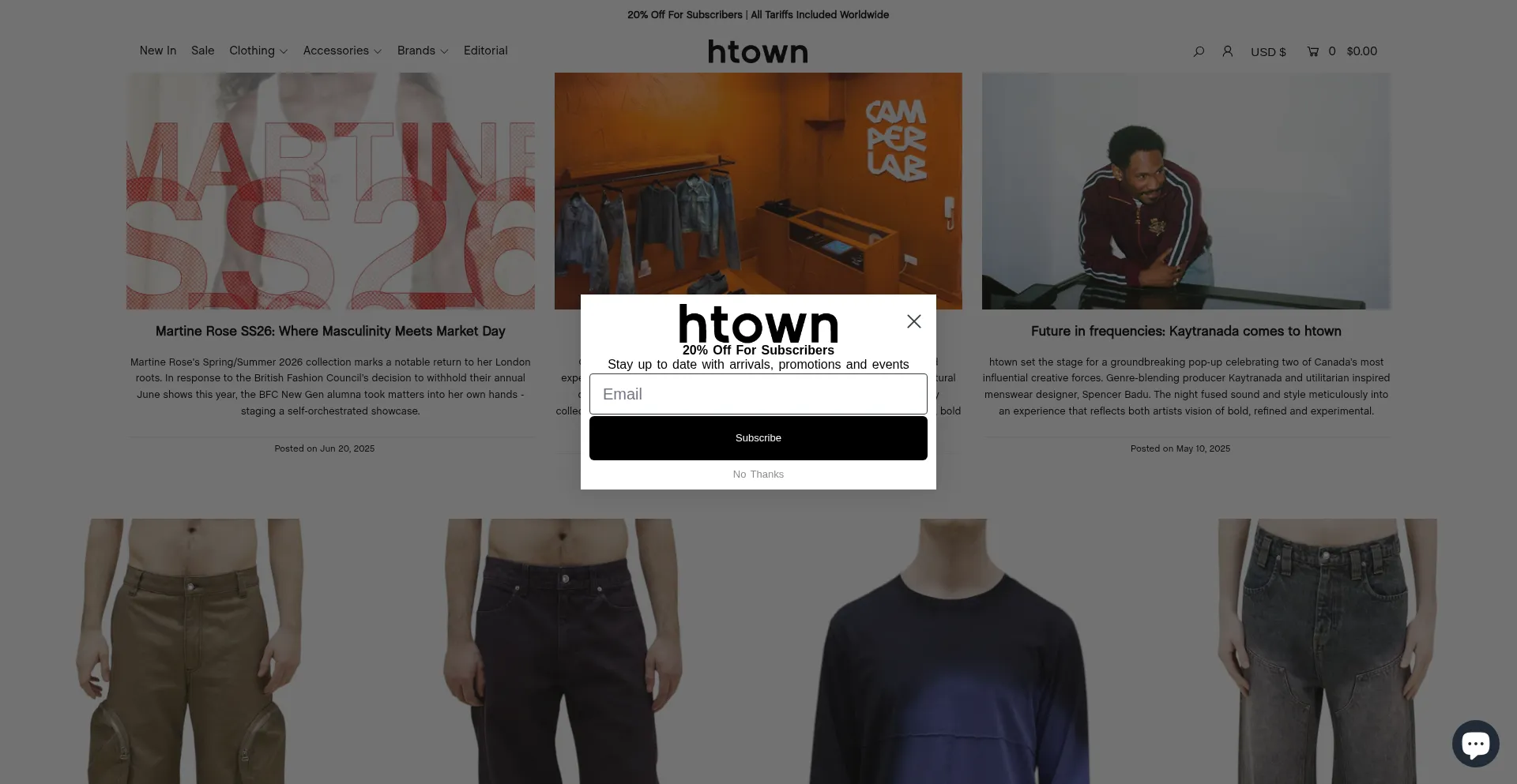 Website screenshot of Htown.co.uk