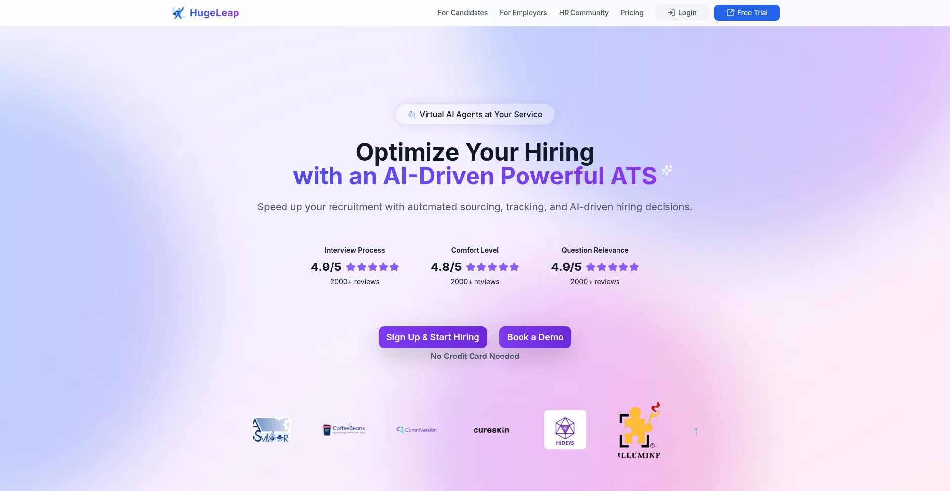 Website screenshot of Hugeleap.ai