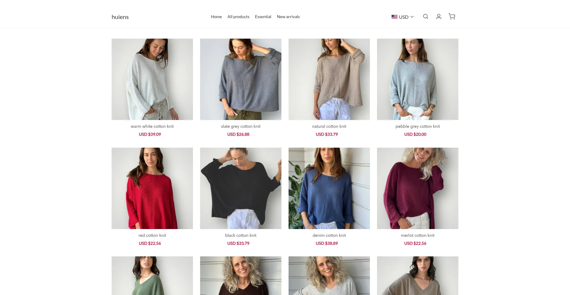 Website screenshot of Huiens.com