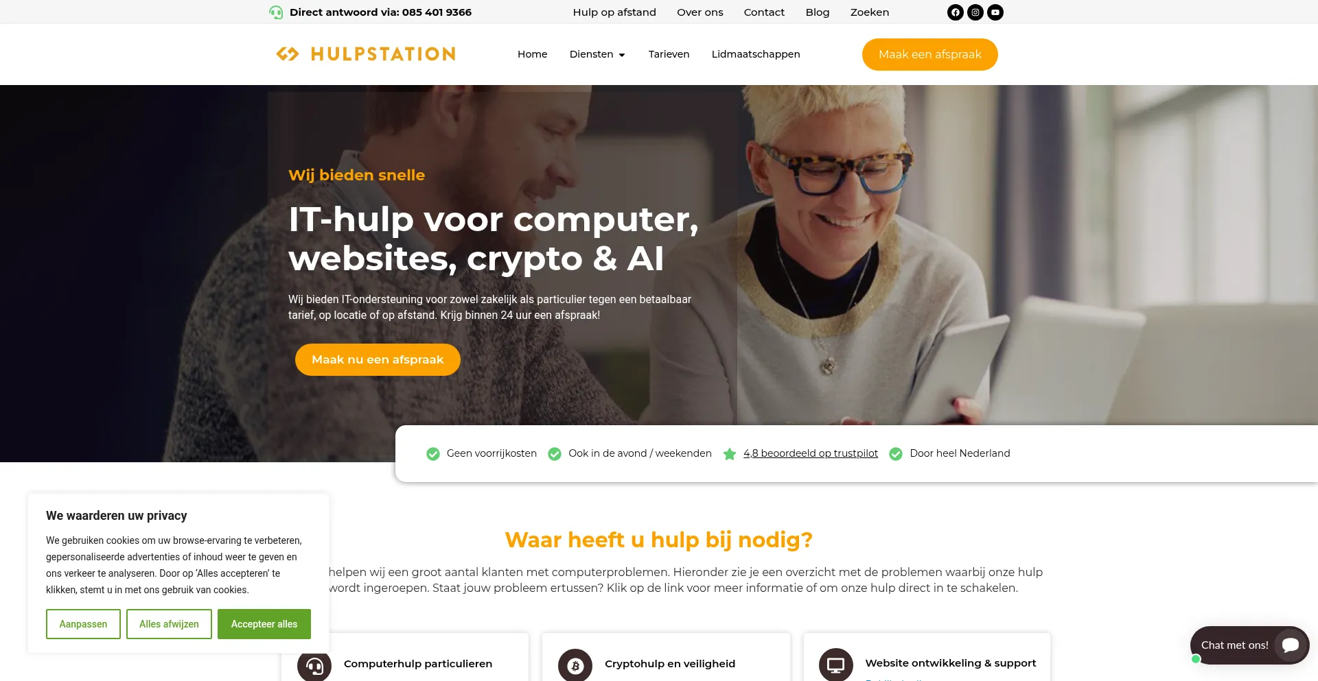 Website screenshot of Hulpstation.nl