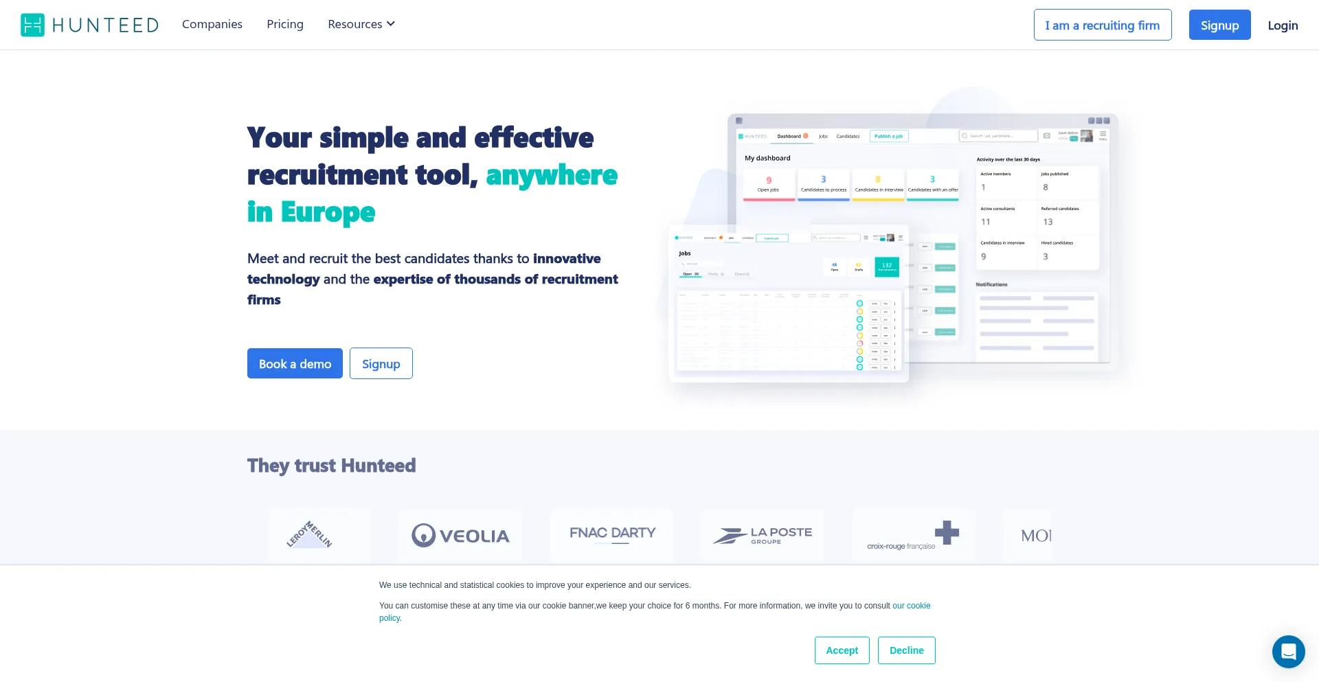 Website screenshot of Hunteed.com