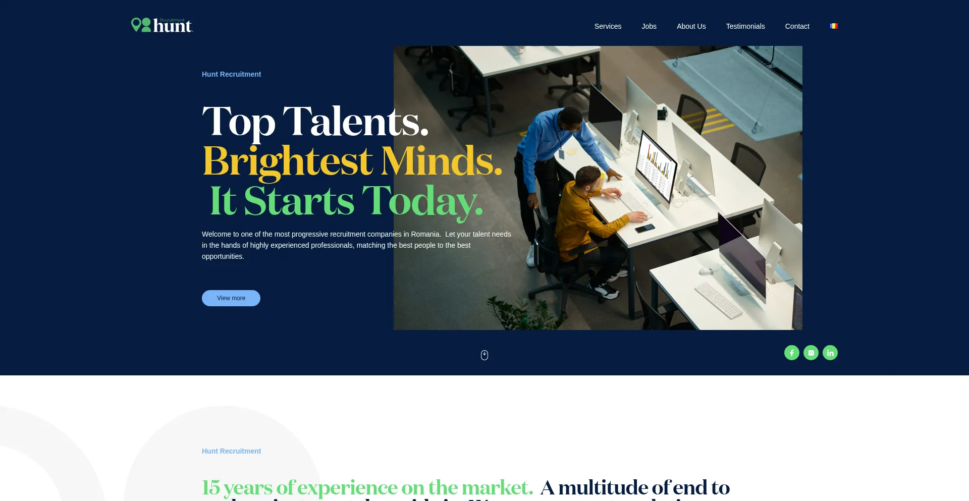 Website screenshot of Huntrecruitment.ro