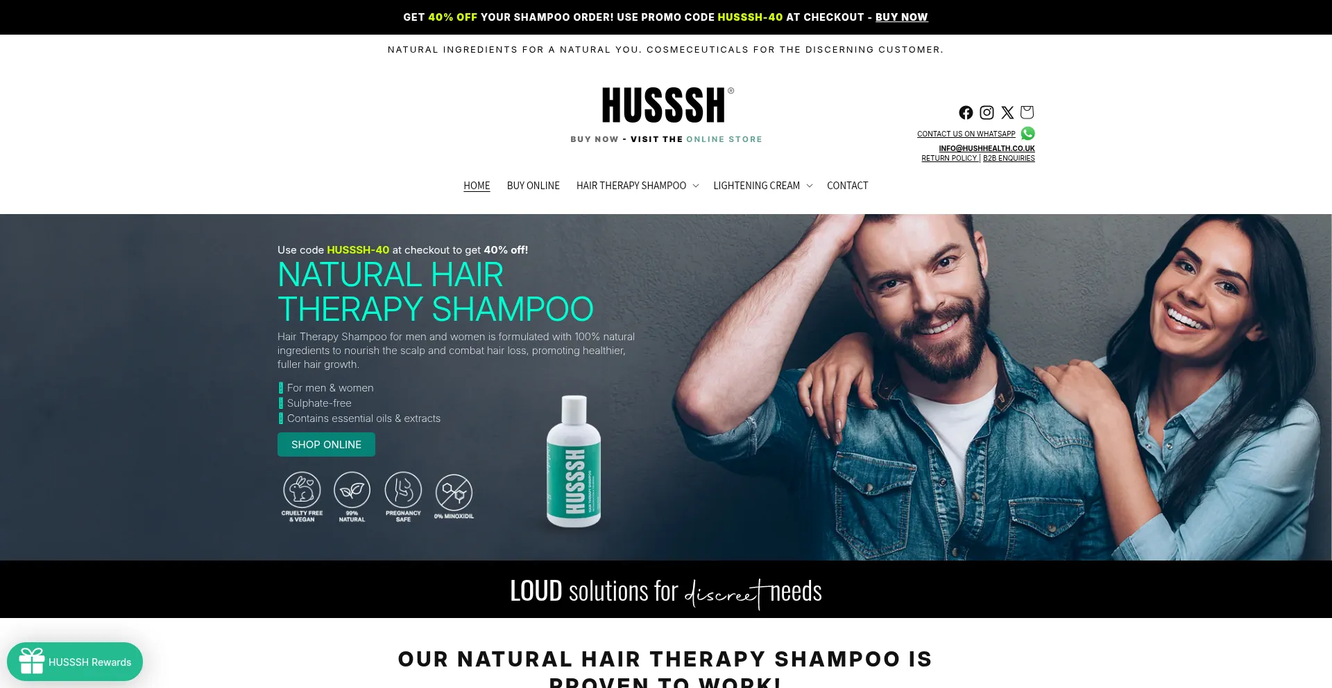 Website screenshot of Hushhealth.co.uk