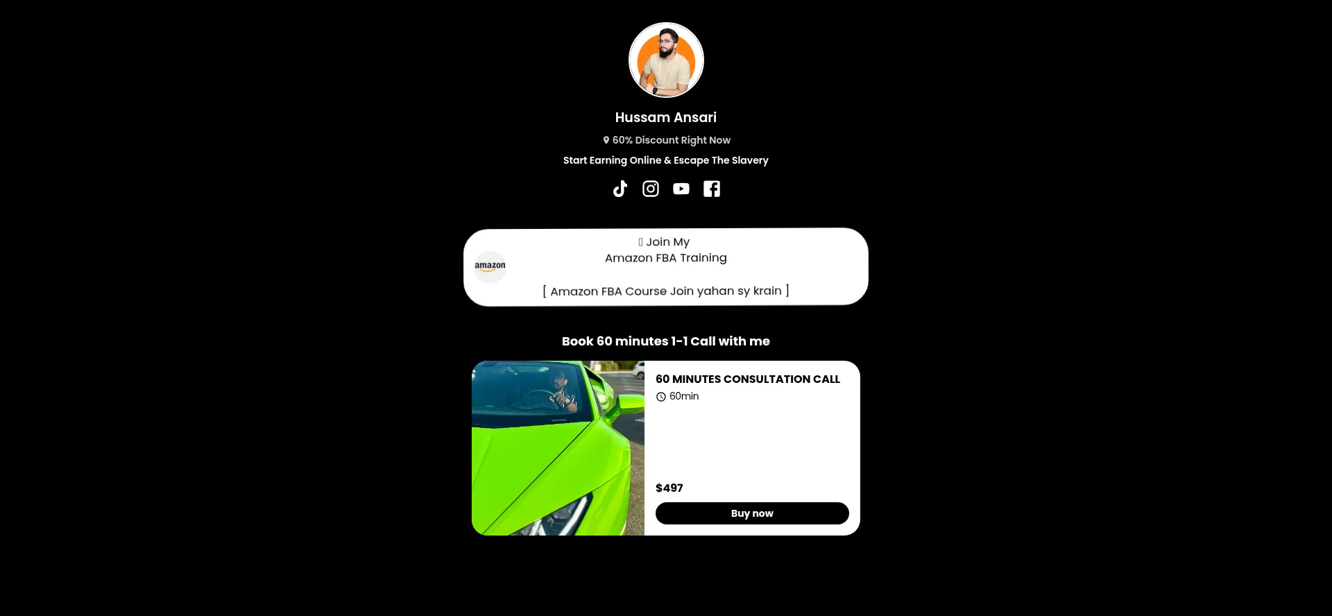 Website screenshot of Hussamansari.com