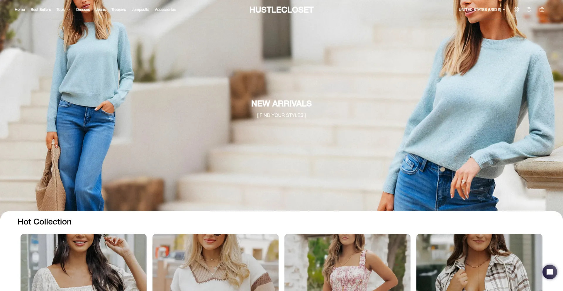 Website screenshot of Hustlecloset.com