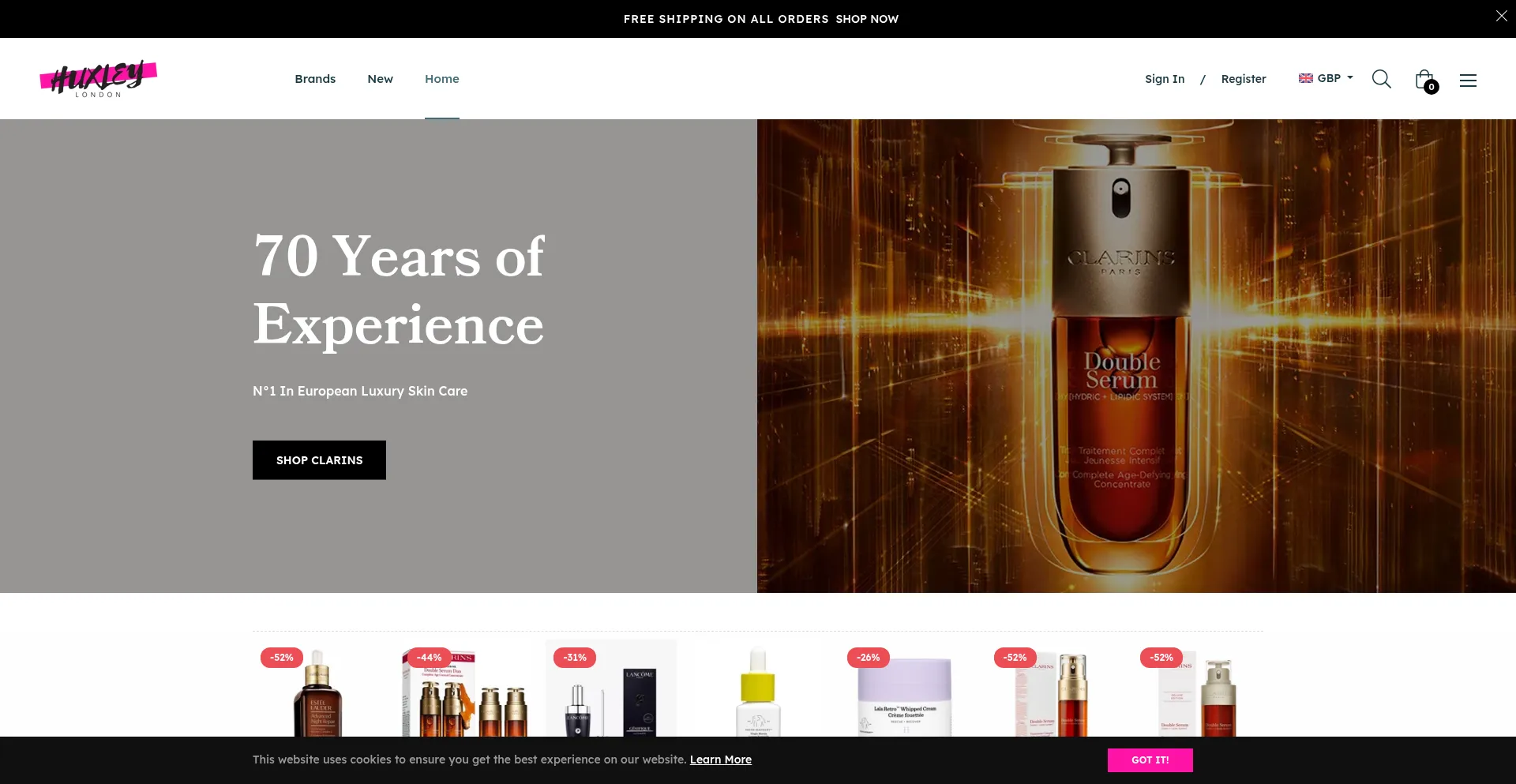 Website screenshot of Huxleylondon.co.uk