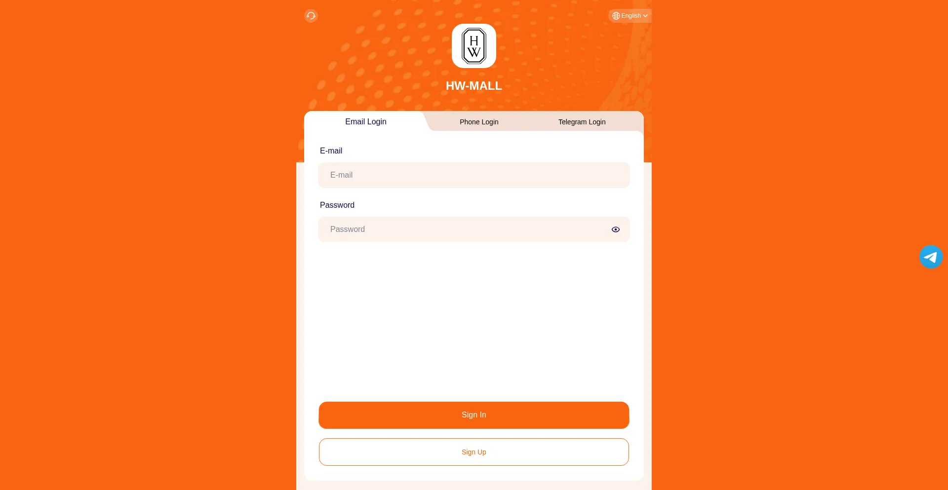 Website screenshot of Hw-mall.vip