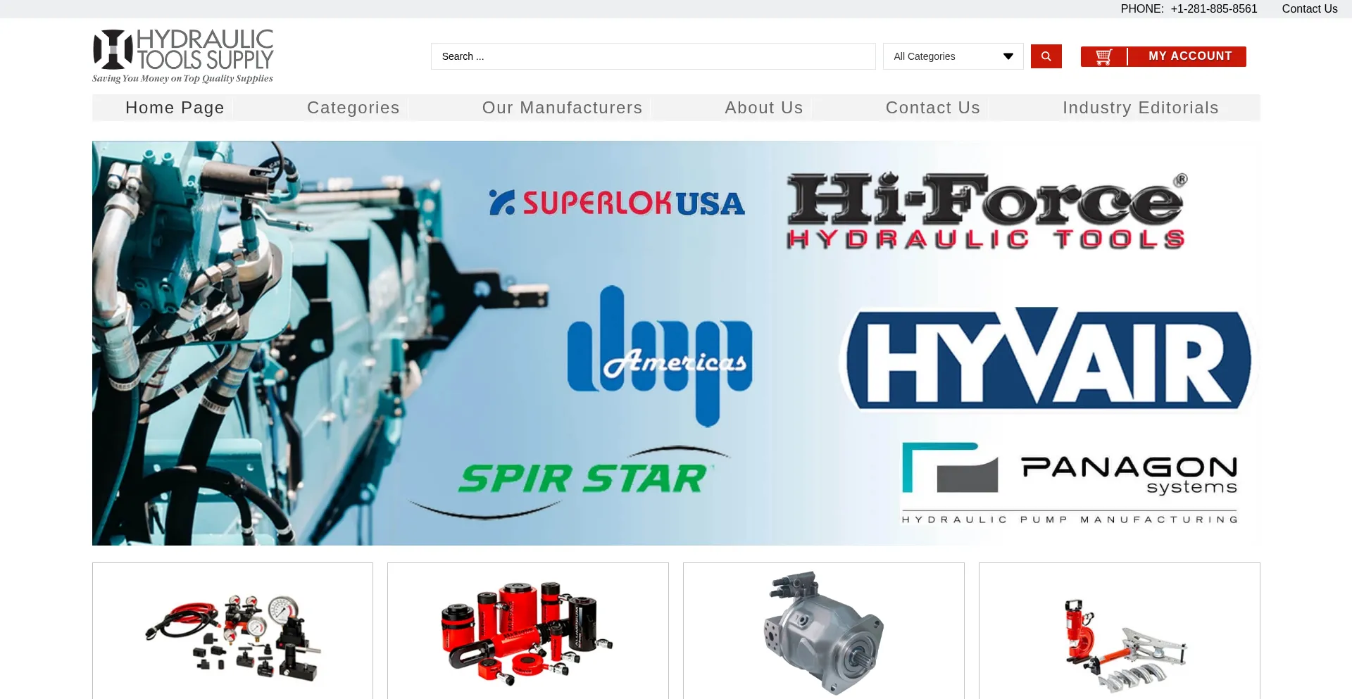 Website screenshot of Hydraulictoolssupply.com