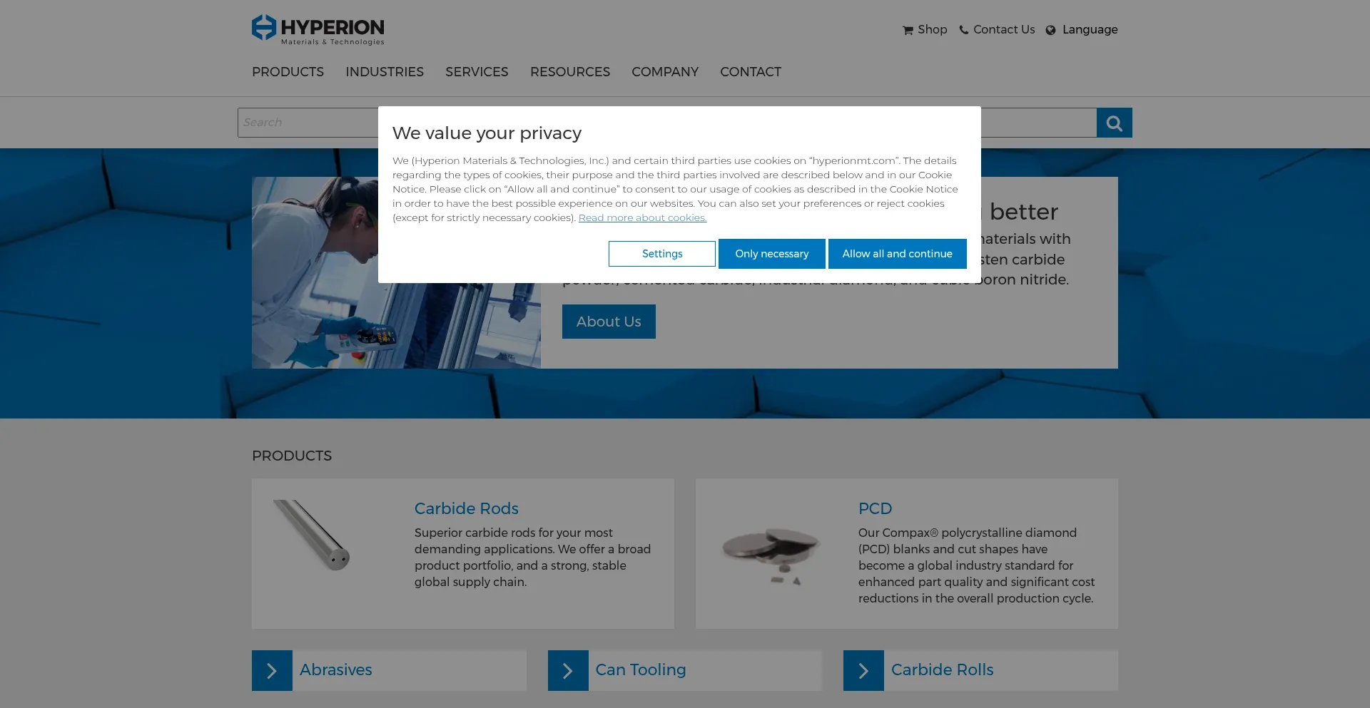 Website screenshot of Hyperionmt.com
