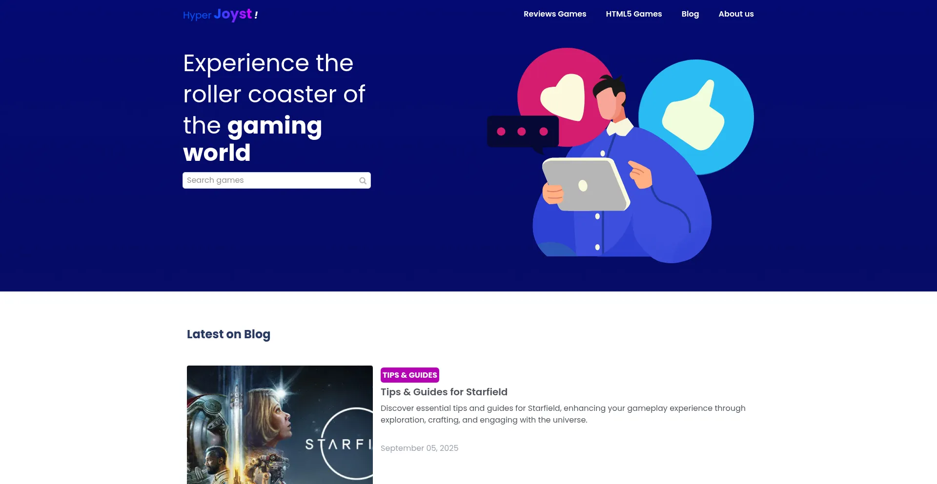 Website screenshot of Hyperjoyst.com