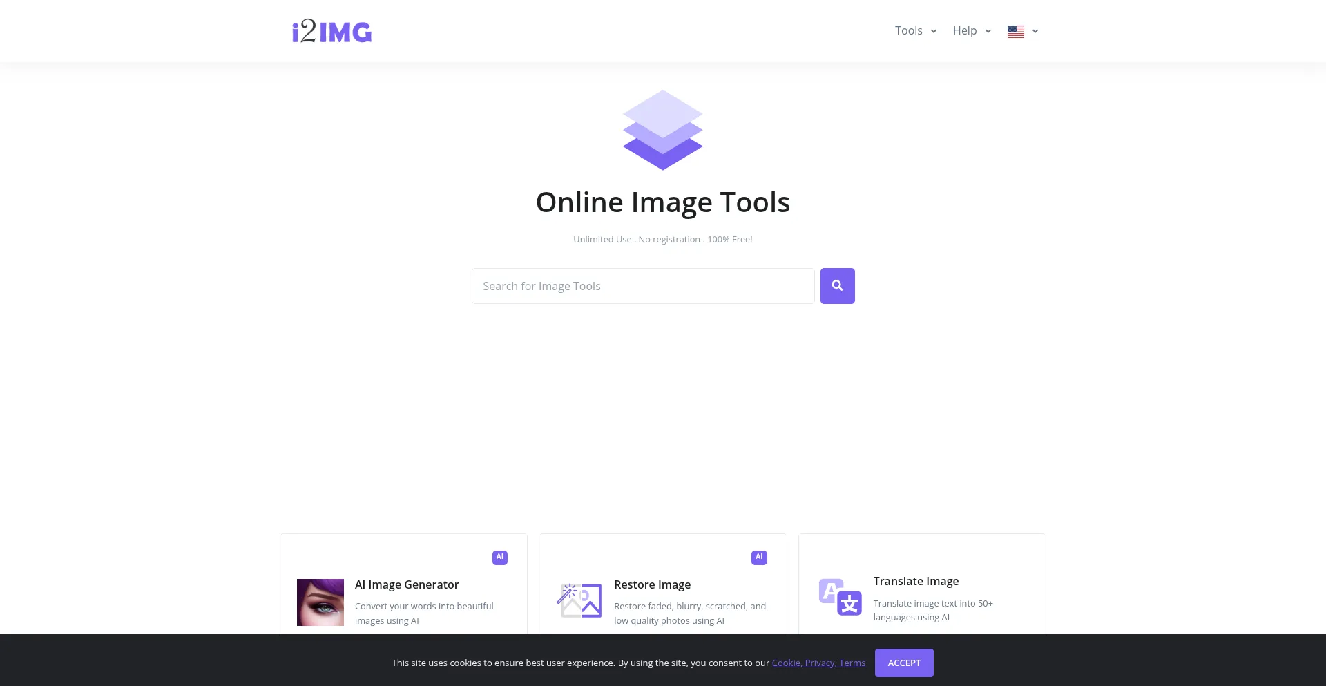 Website screenshot of I2img.com