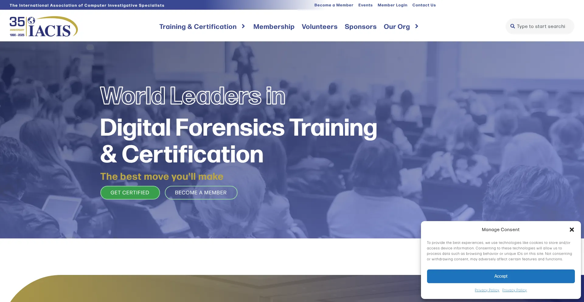 Website screenshot of Iacis.com