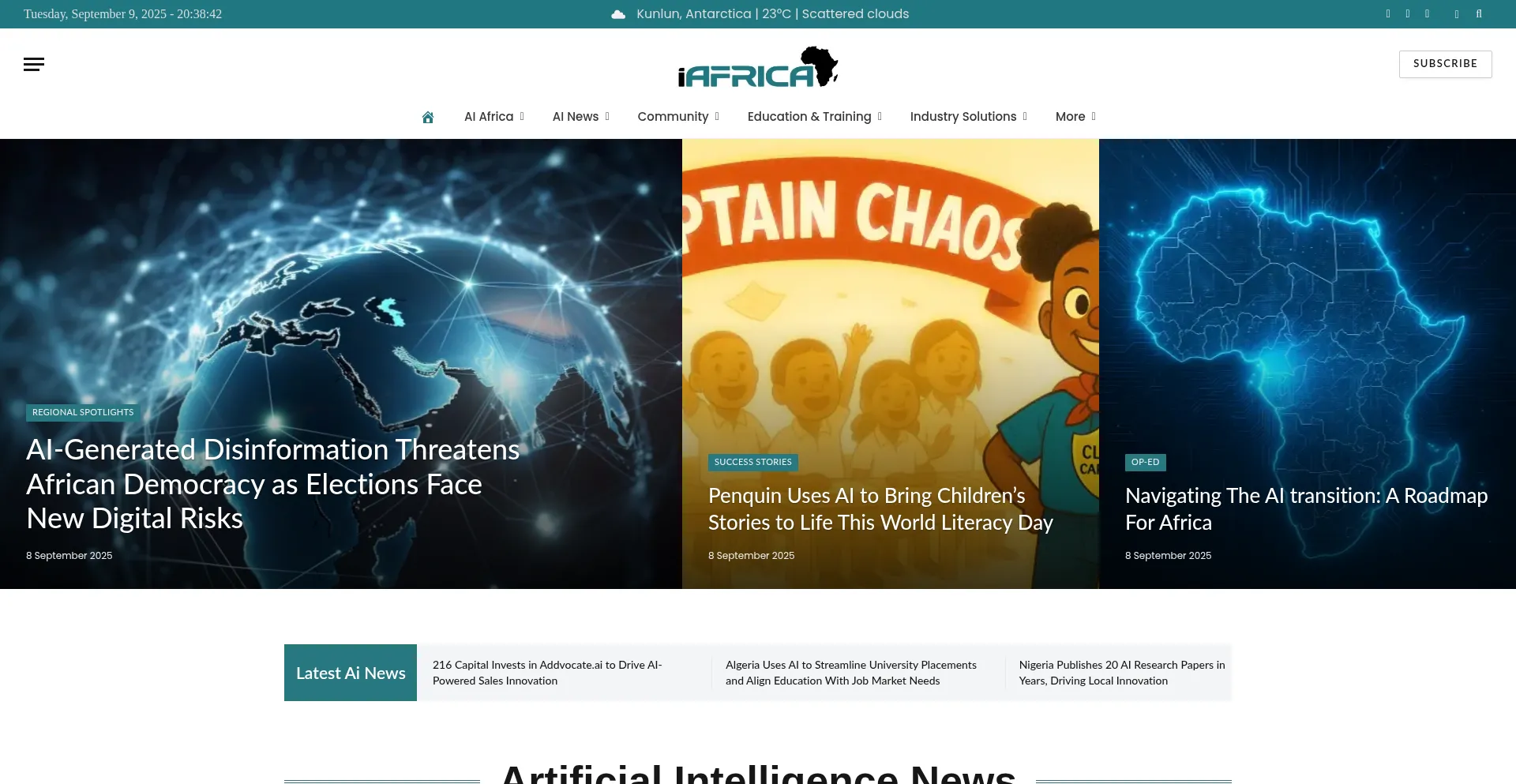 Website screenshot of Iafrica.com