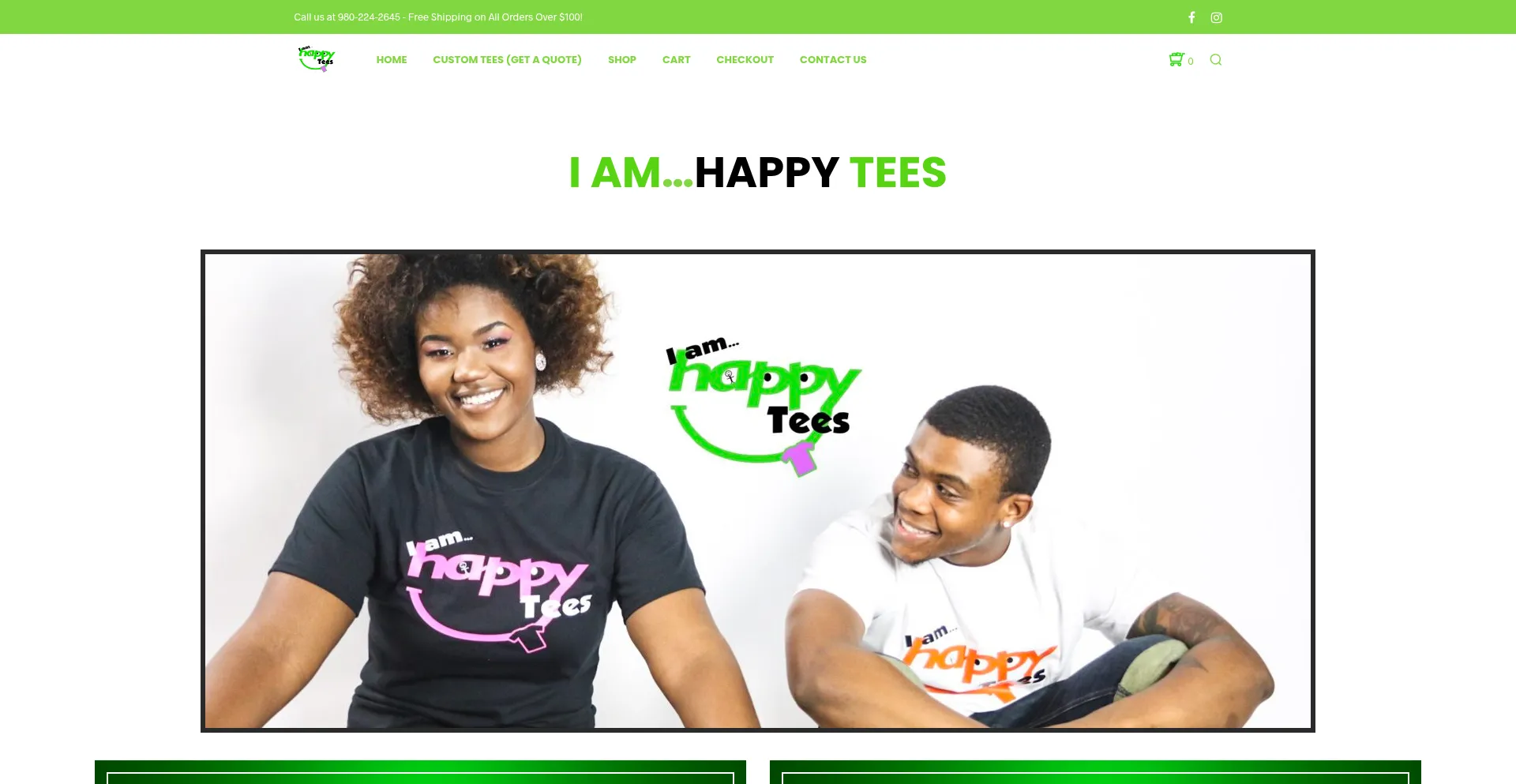 Website screenshot of Iamhappytees.com