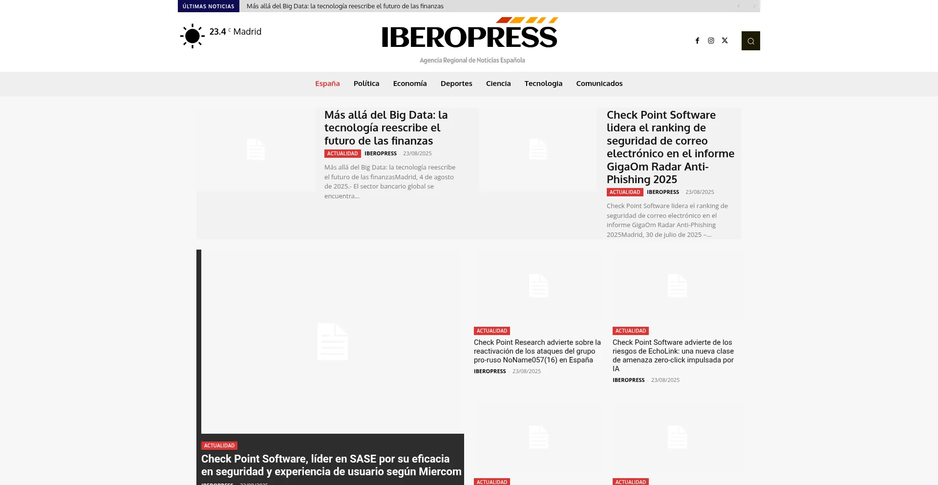 Website screenshot of Iberopress.es
