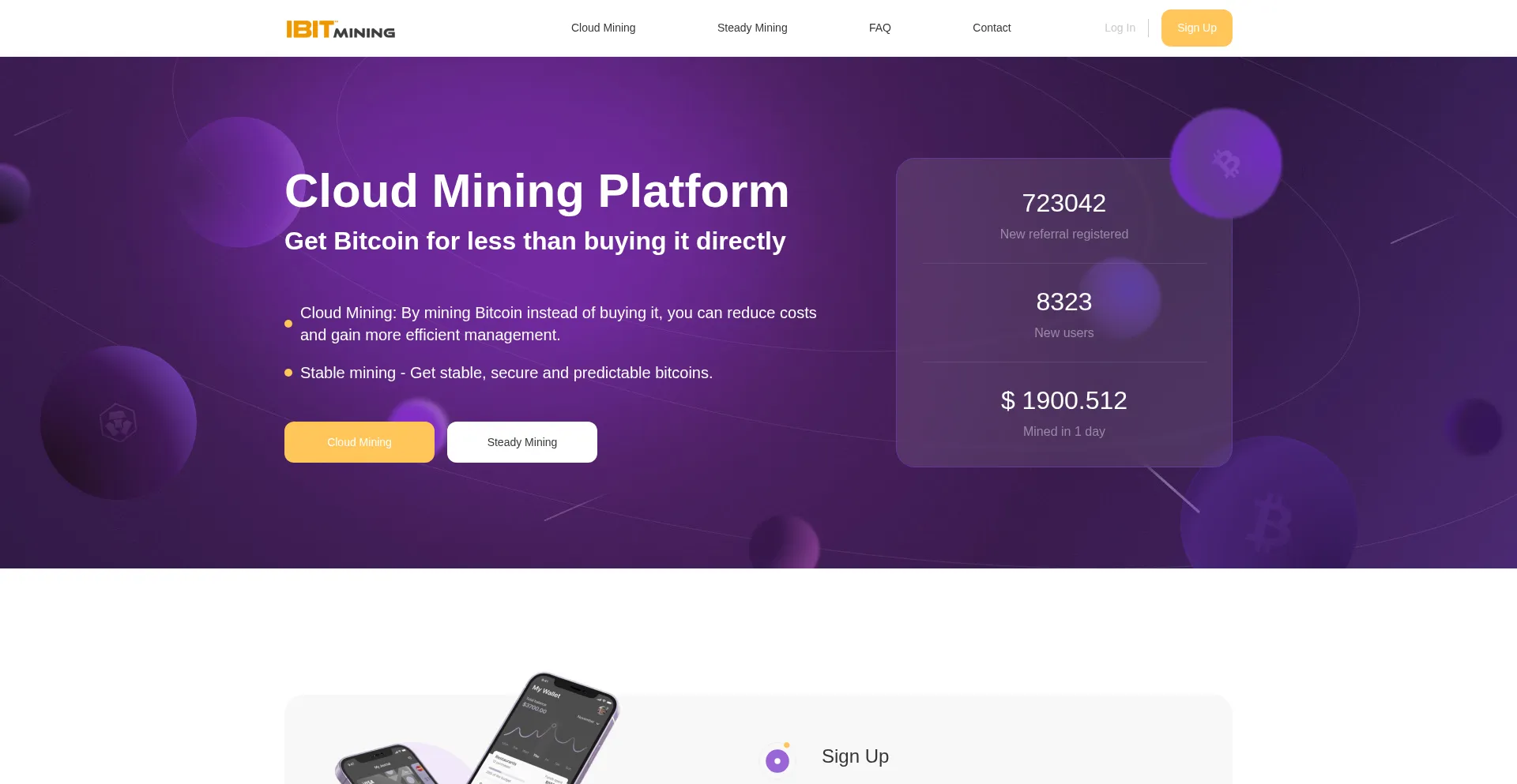 Website screenshot of Ibitmining.top