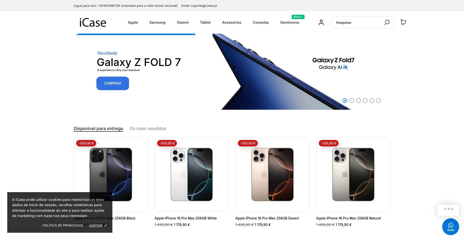 Website screenshot of Icase.pt