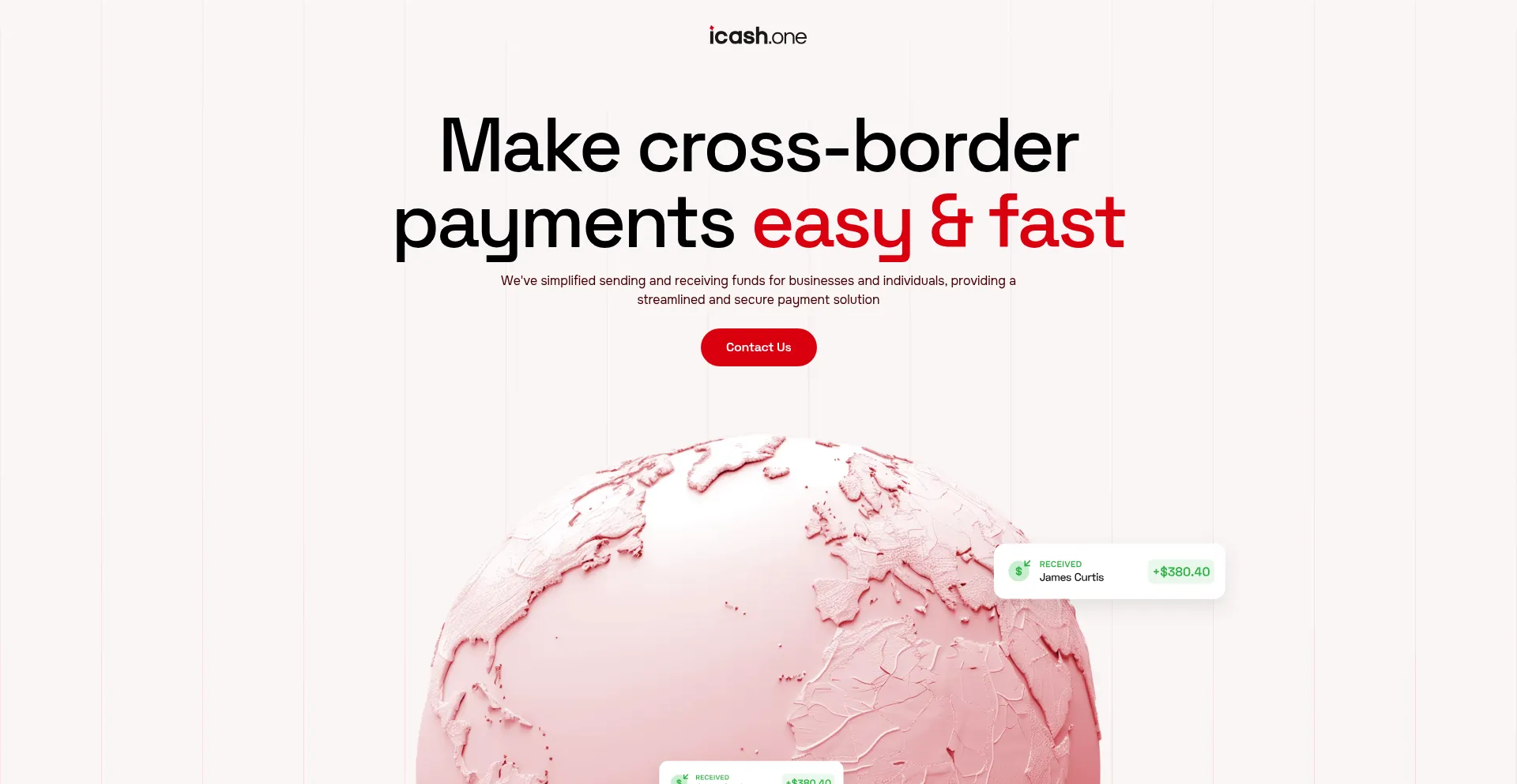 Website screenshot of Icash.one