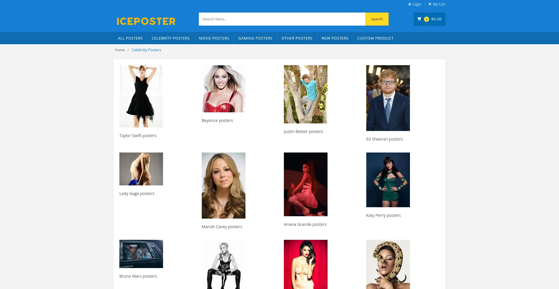Website screenshot of Iceposter.com