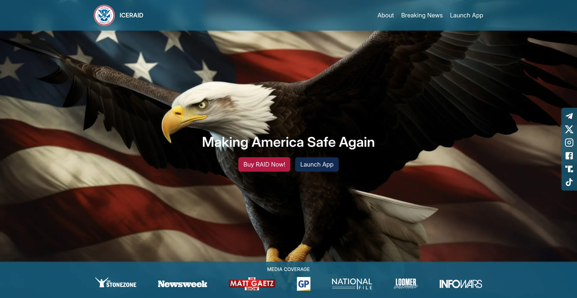 Website screenshot of Iceraid.us