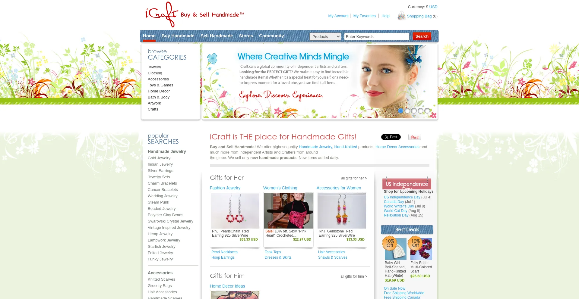 Website screenshot of Icraftgifts.com