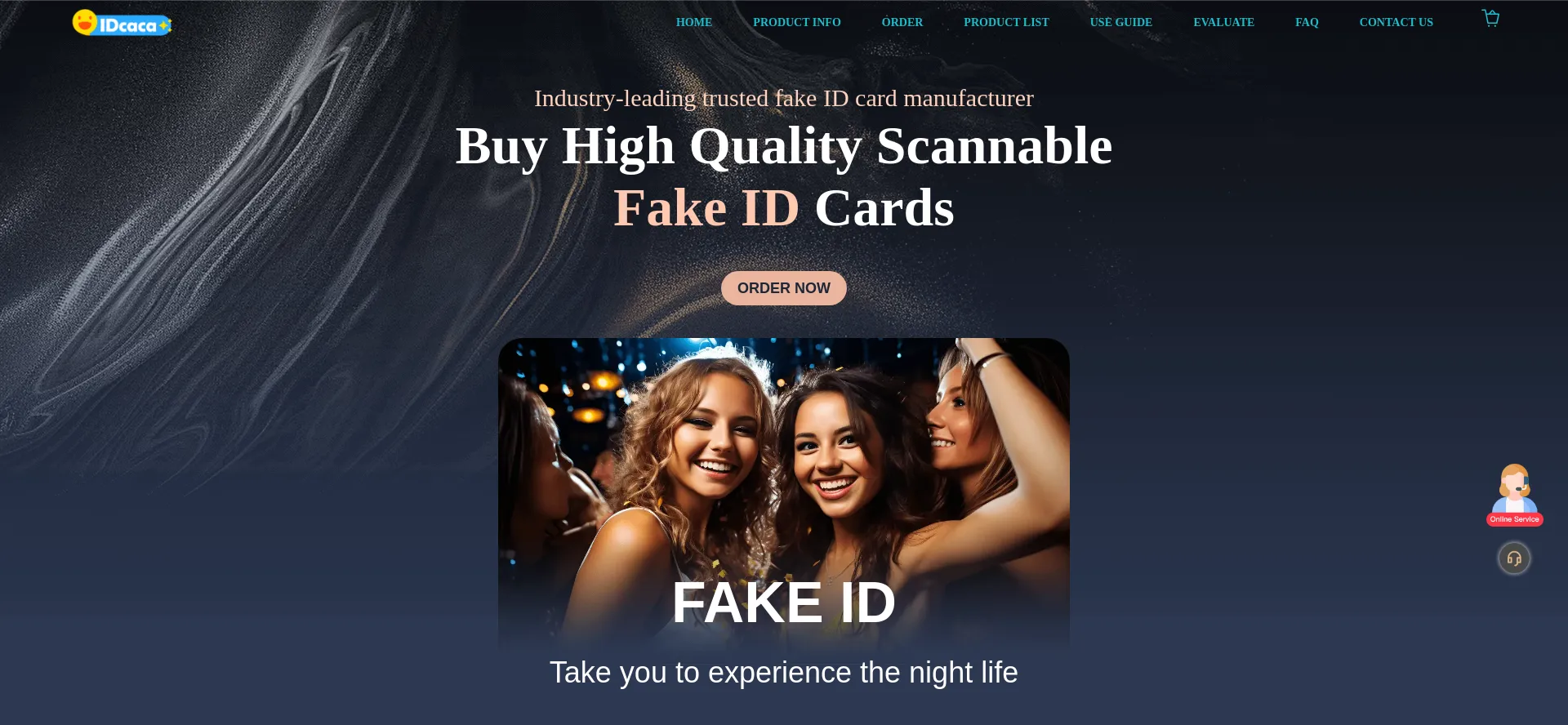 Website screenshot of Idcaca.com