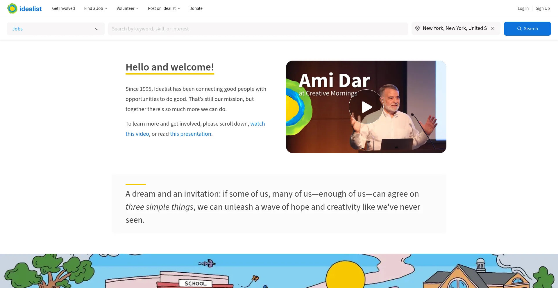Website screenshot of Idealist.org
