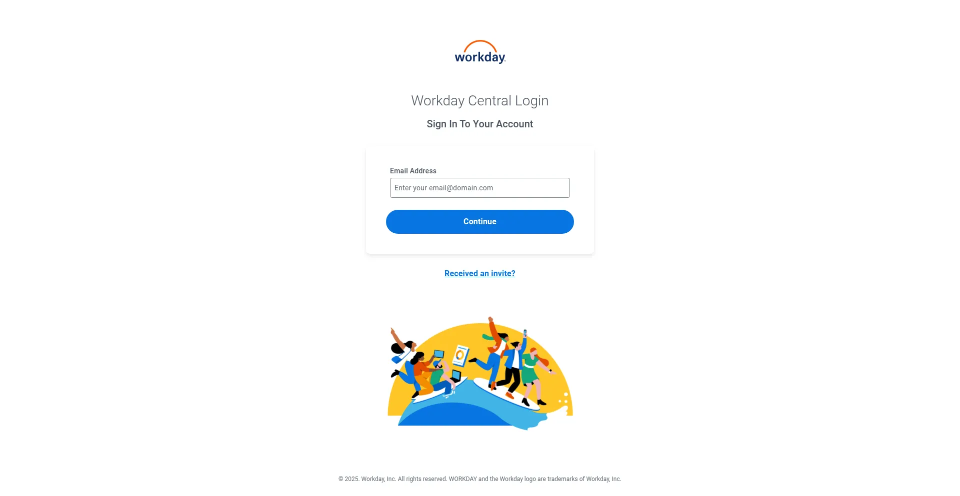 Website screenshot of Identity.workday.com