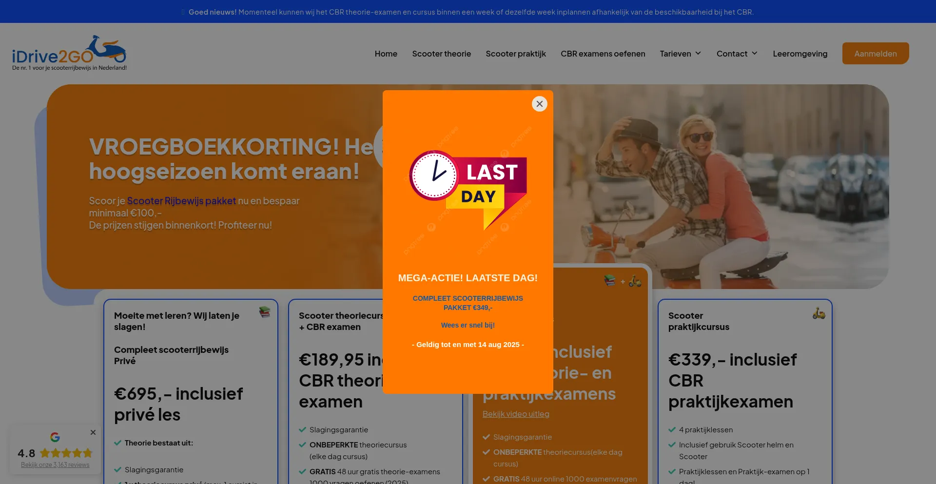 Website screenshot of Idrive2go-theorie.nl